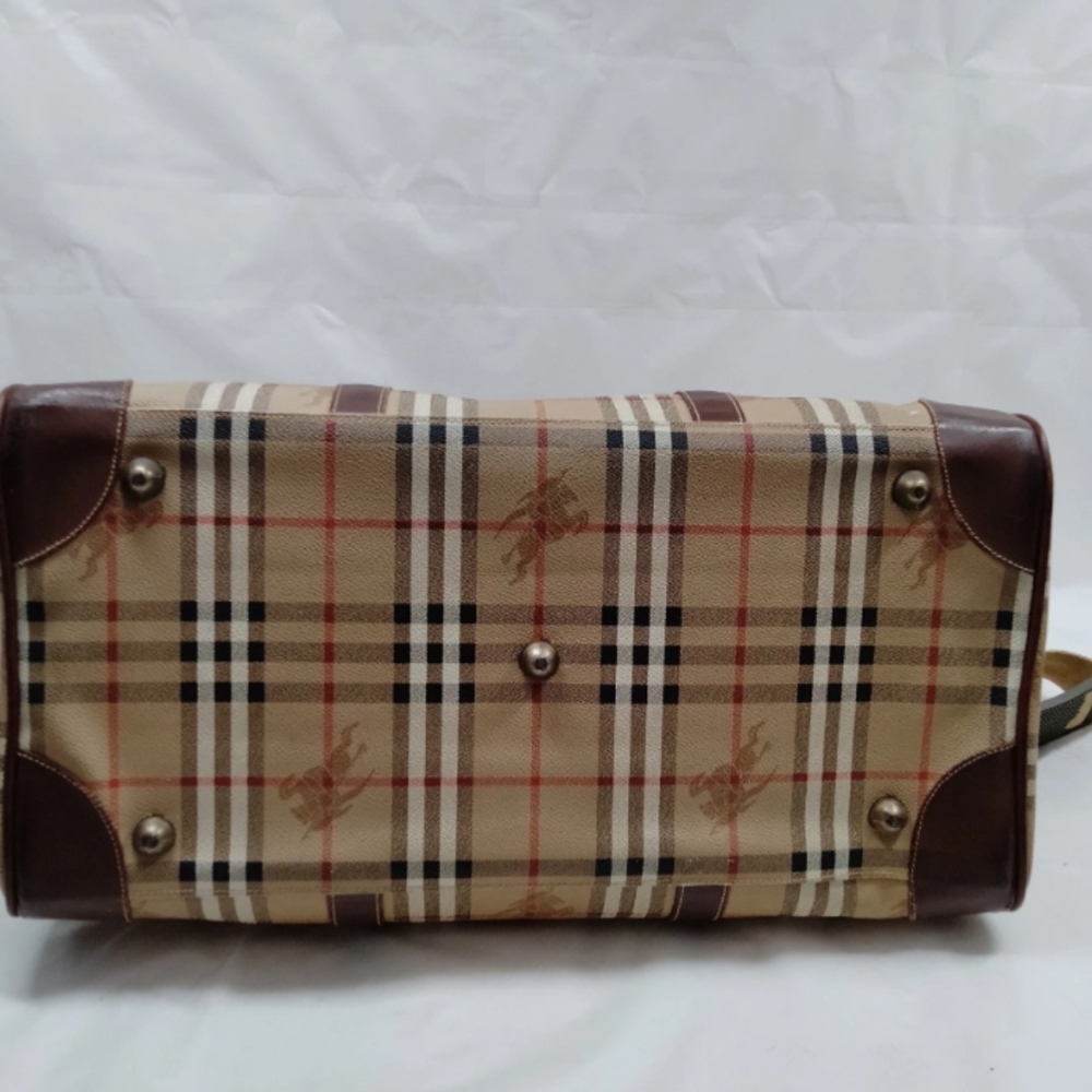 Burberry's Boston Bag Brown PVC W/Adjustable Strap - Picture 5 of 9